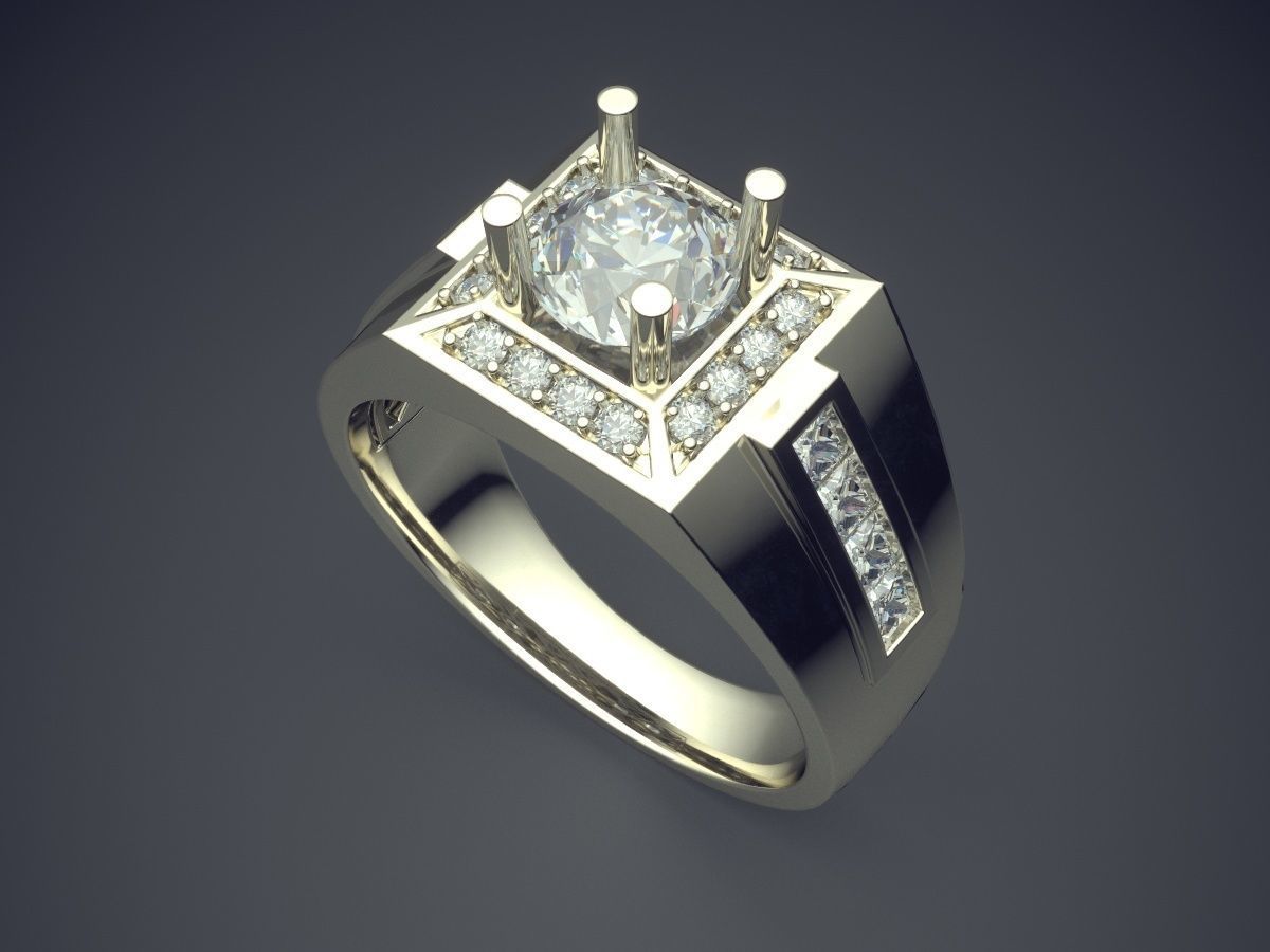 Extravagant Thick Feminine Engagement Ring With Diamonds 3D print model_1