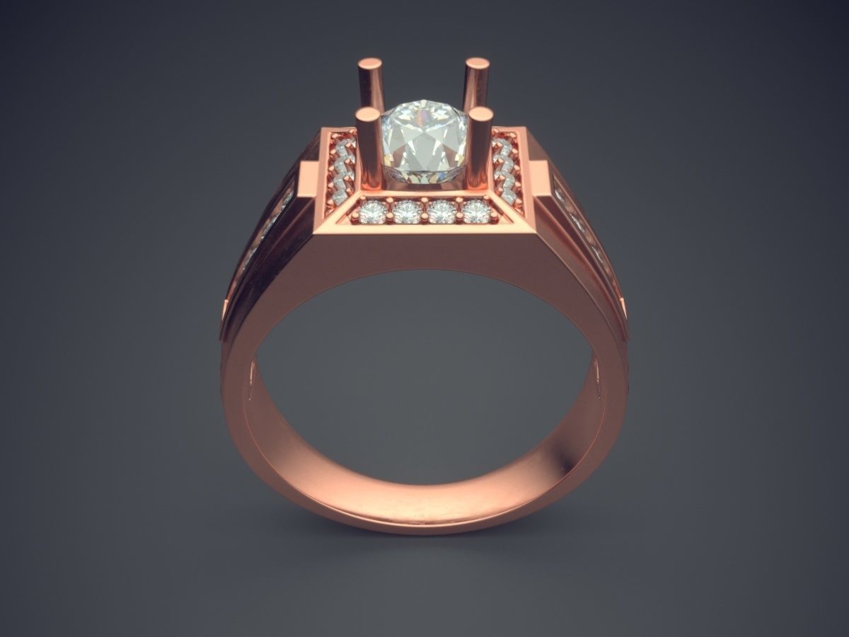 Extravagant Thick Feminine Engagement Ring With Diamonds 3D print model_2