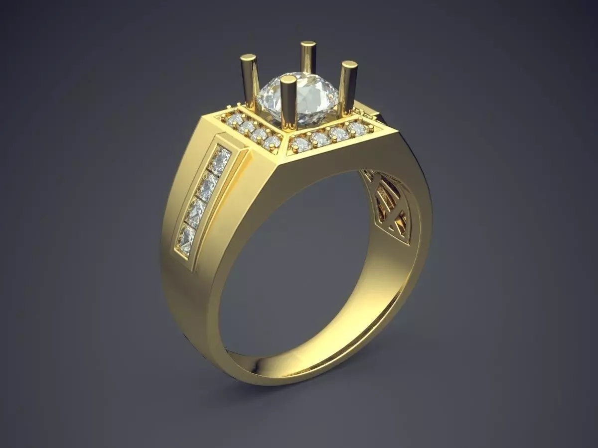 Extravagant Thick Feminine Engagement Ring With Diamonds 3D print model_0
