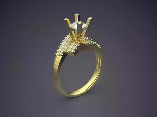 Magnificent Unique Golden Engagement Ring With Diamond