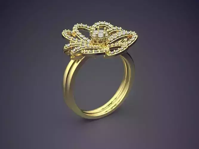 Classic Minimal Flower-Shaped Engagement Ring With Diamonds