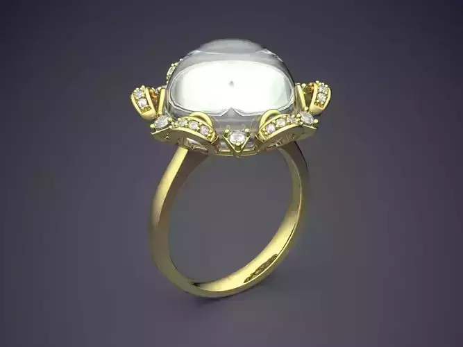 Magnificent Flower-Shaped Engagement Ring With Pearl