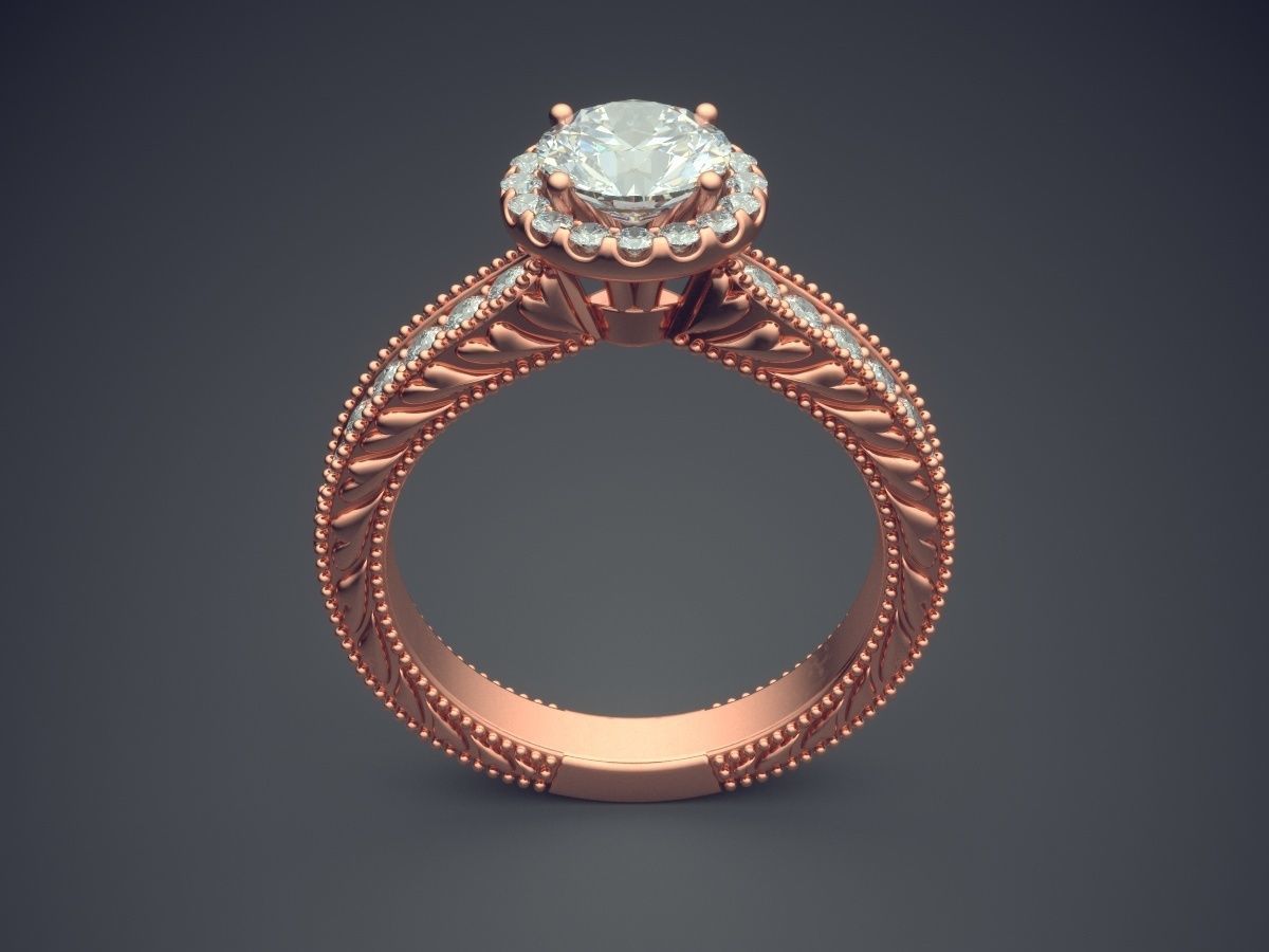 Precious Dainty Golden Ring with Small Diamonds on the Rim 3D print model_2
