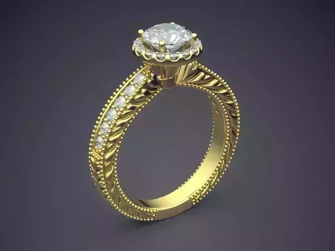 Precious Dainty Golden Ring with Small Diamonds on the Rim 3D print model