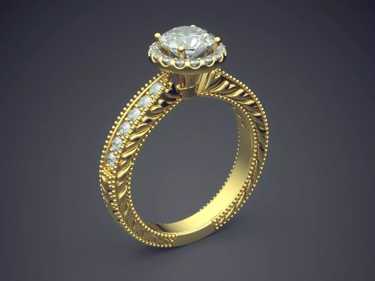 Precious Dainty Golden Ring with Small Diamonds on the Rim 3D print model_0