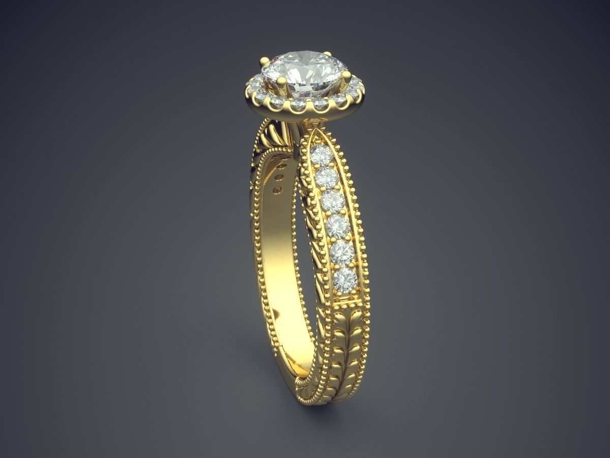 Precious Dainty Golden Ring with Small Diamonds on the Rim 3D print model_3
