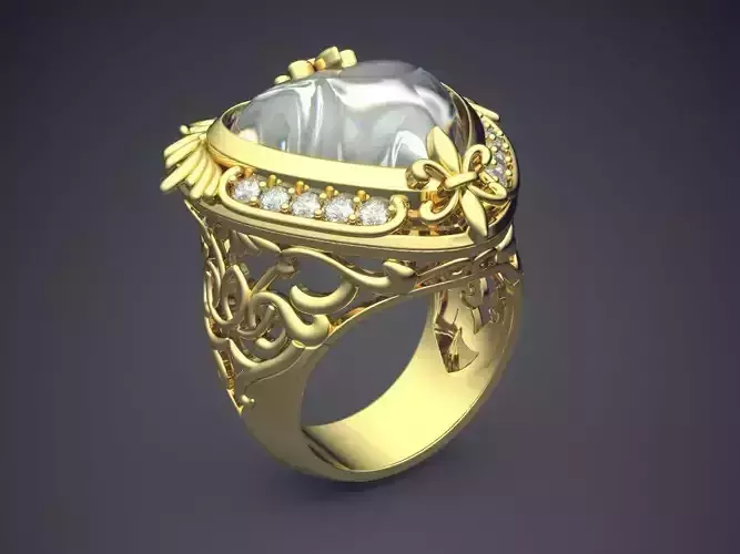 Elegant Luxurious Heart-Shaped Diamond-Ring for Engagement