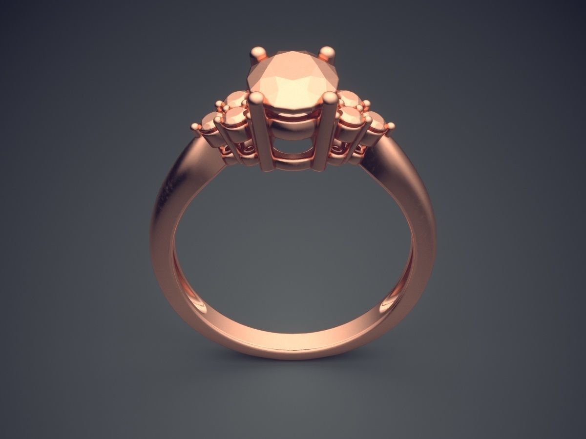  Luxurious Golden Engagement Ring With Gemstones 3D print model_2