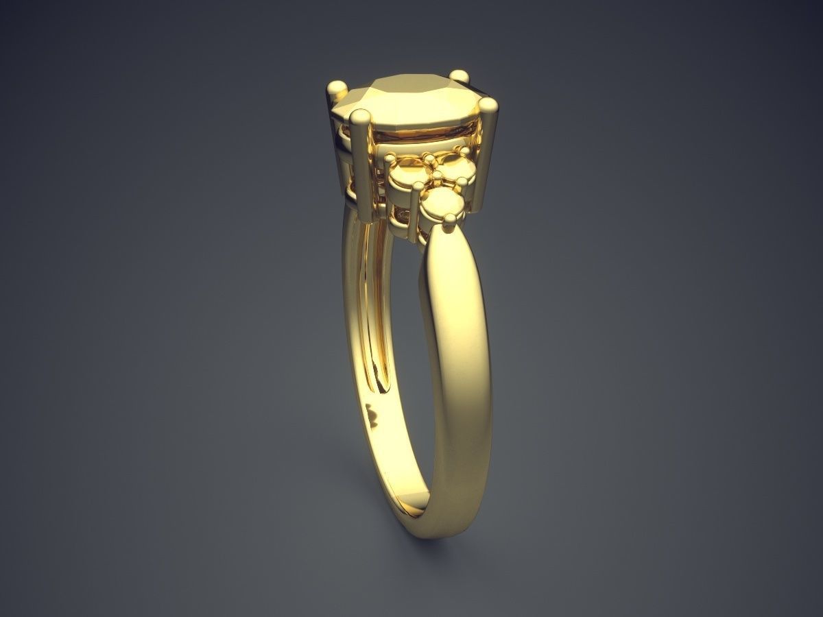  Luxurious Golden Engagement Ring With Gemstones 3D print model_3