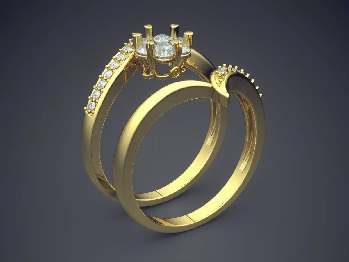 Stunning Unique Design Feminine Ring With Diamonds 3D print model