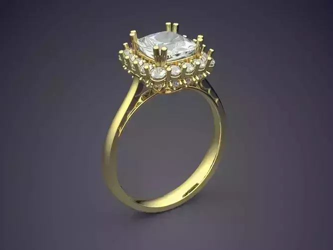 Precious Dainty Golden Engagement Ring with Diamonds