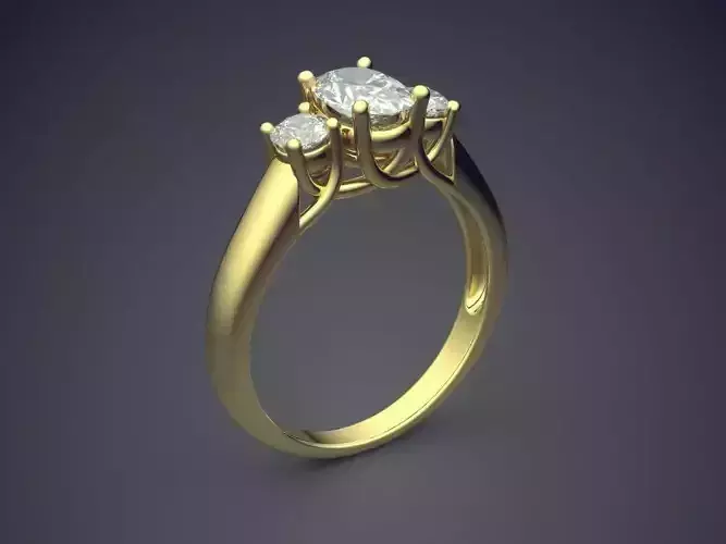 Impressive Classic Minimal Golden Engagement Ring With Diamonds 3D print model