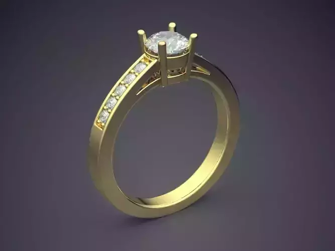 Elegant Dainty Golden Engagement Ring with Small Diamond