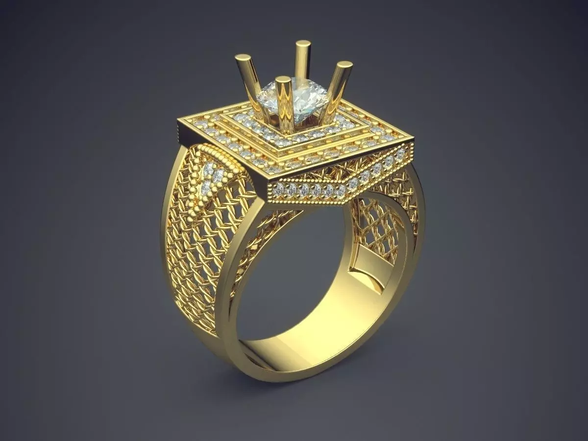 Extravagant Manly Engagement Ring With Diamonds 3D print model