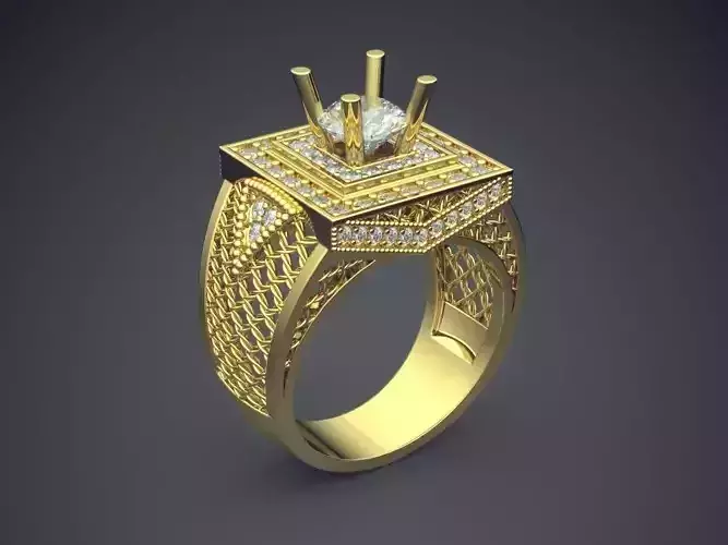 Extravagant Manly Engagement Ring With Diamonds