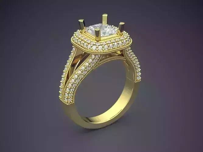 Gorgeous Unique Golden Engagement Ring With Diamonds