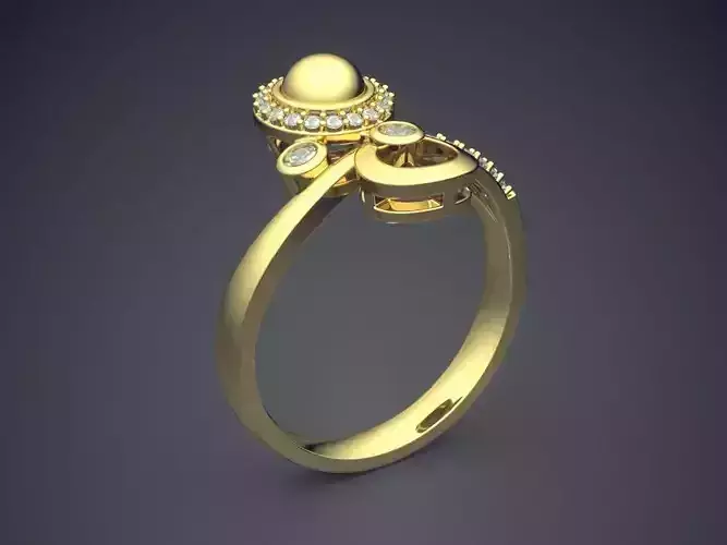 Precious Dainty Golden Engagement Ring with Unique Design