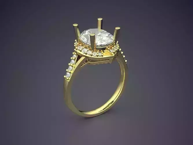 Luxurious Engagement Ring With Diamonds on the Rim