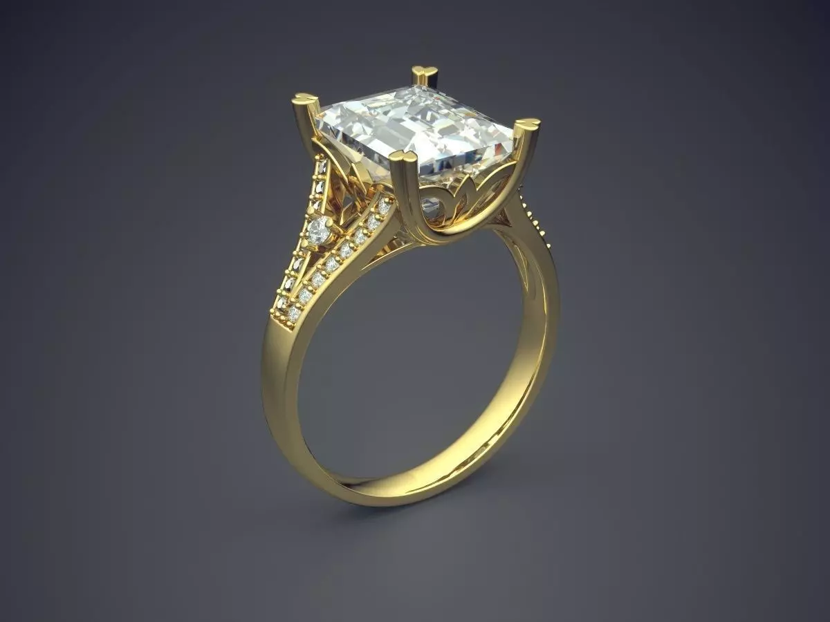 Classic Minimal Design Engagement Ring With Diamond 3D print model_0