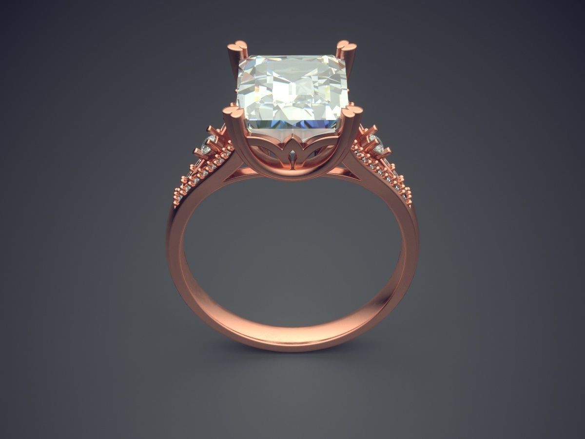 Classic Minimal Design Engagement Ring With Diamond 3D print model_2