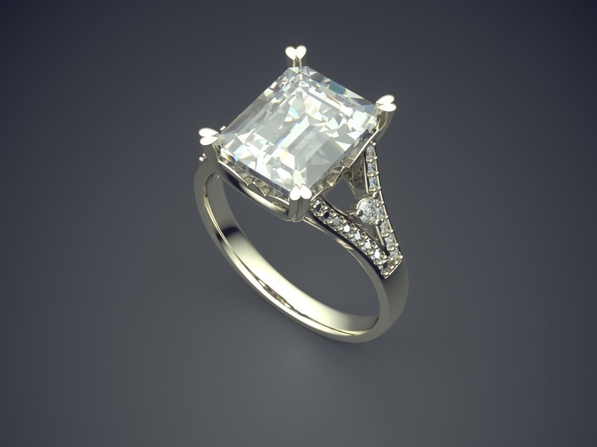 Classic Minimal Design Engagement Ring With Diamond 3D print model_1