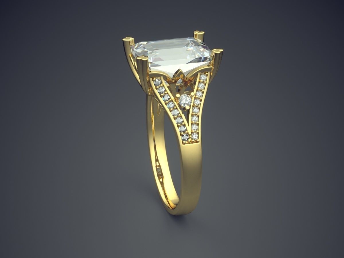 Classic Minimal Design Engagement Ring With Diamond 3D print model_3
