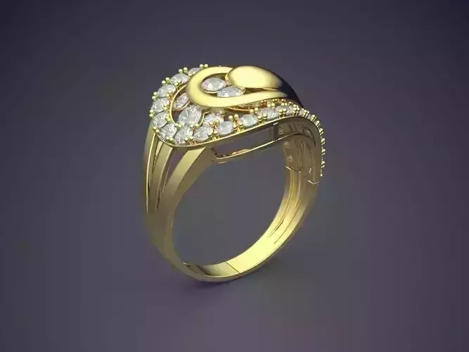 Fancy Extravagant Golden Engagement Ring With Diamonds