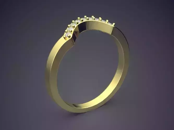 Adorable Dainty Golden Engagement Ring with Small Diamonds