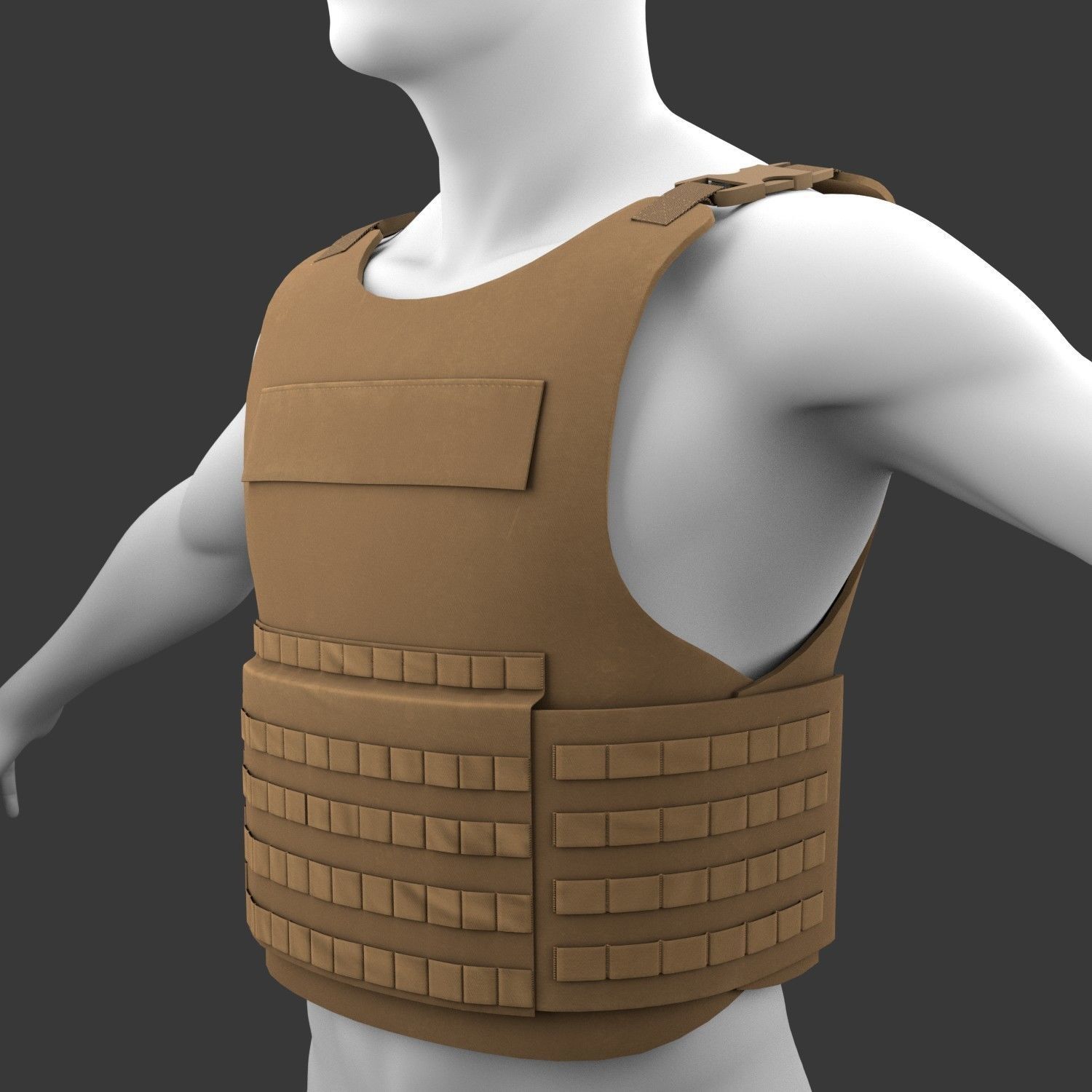 Military Flak Jacket bullet proof vest Low-poly 3D model_0