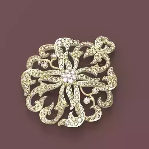 Pendant gold and diamond brooch