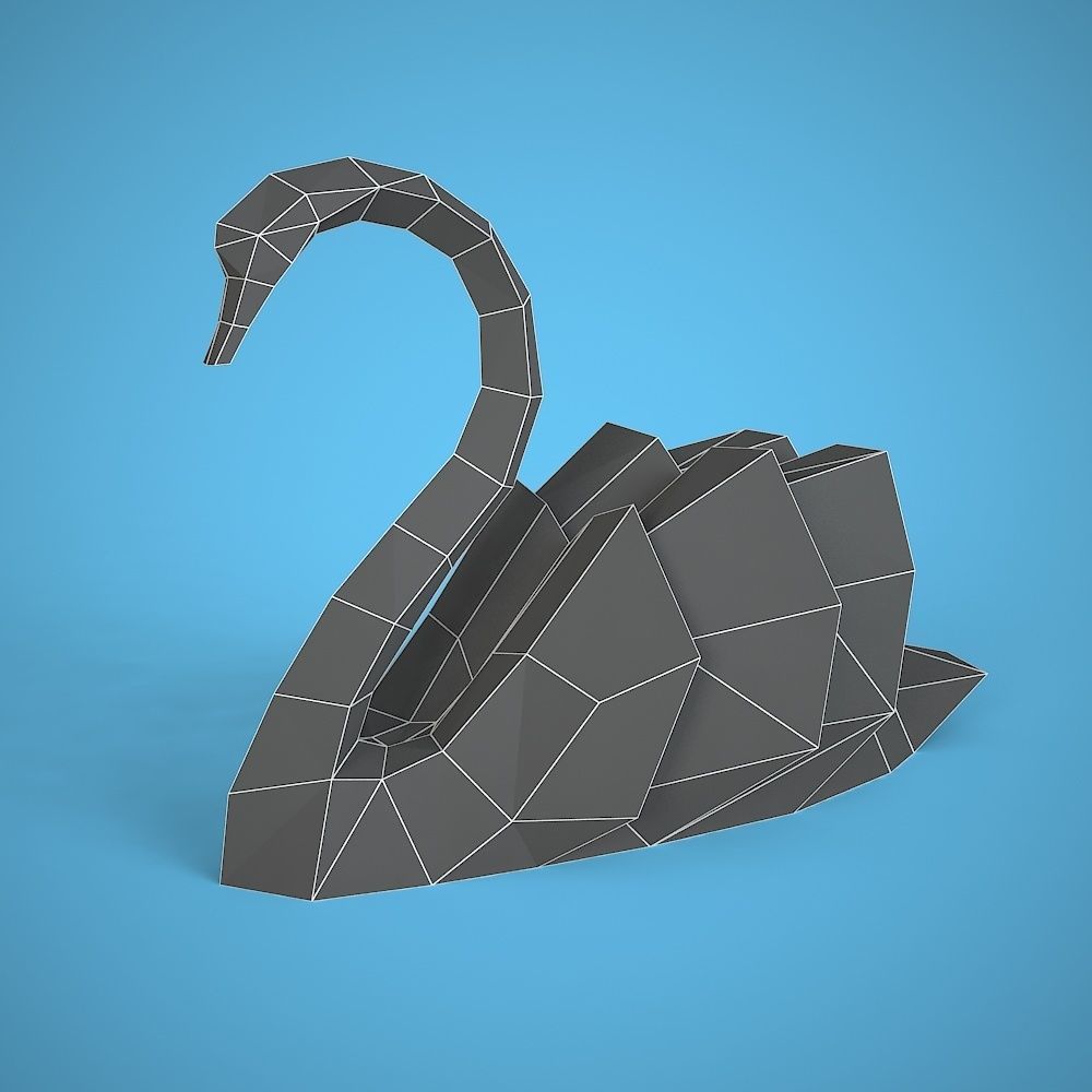 swan stylized low poly Low-poly 3D model_4