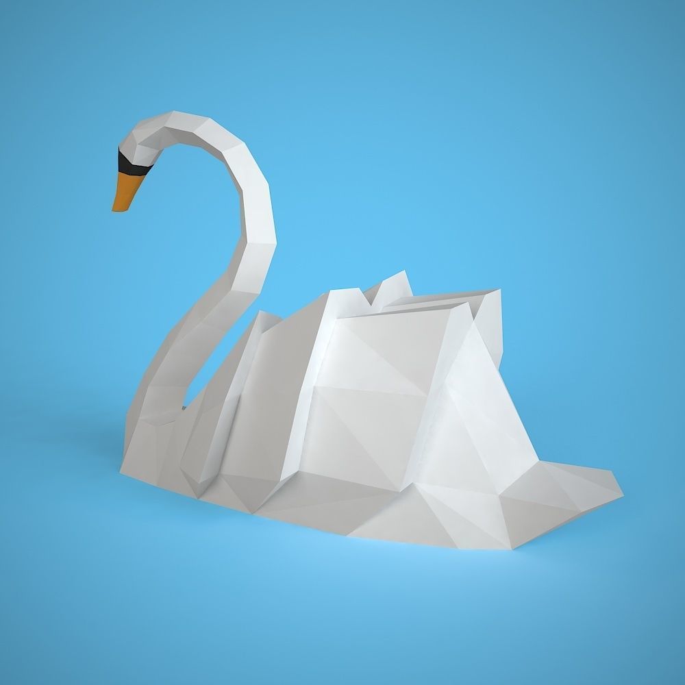 swan stylized low poly Low-poly 3D model_1