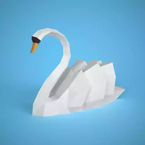 swan stylized low poly Low-poly 3D model