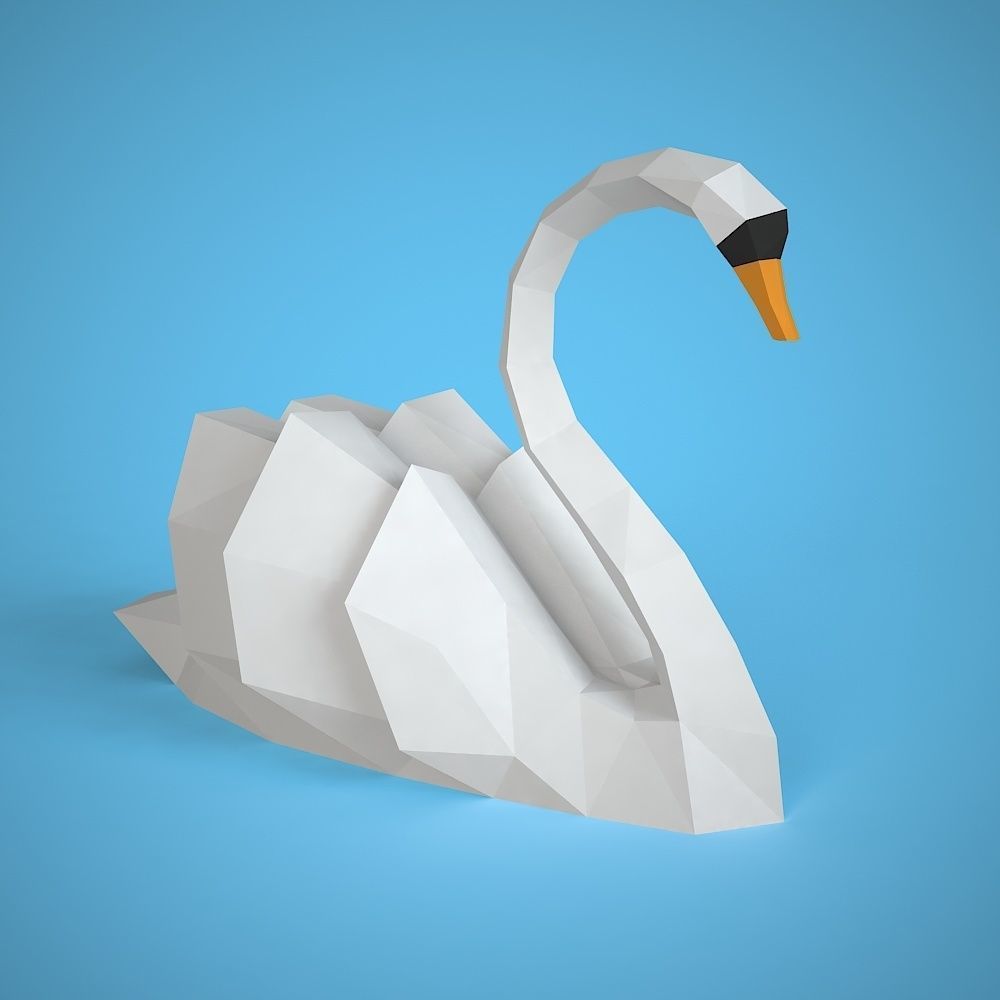 swan stylized low poly Low-poly 3D model_3