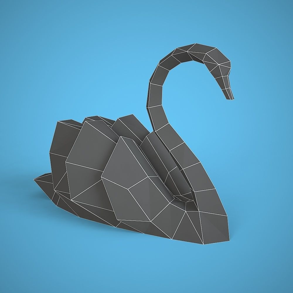 swan stylized low poly Low-poly 3D model_5