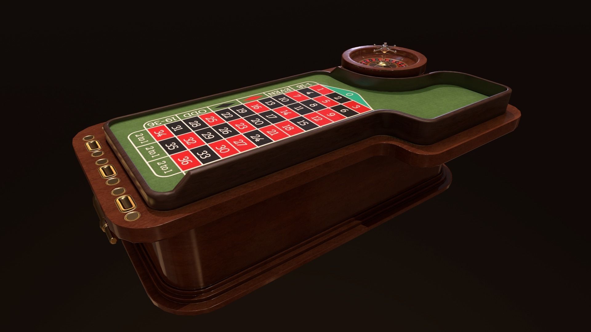 Casino Roulette Game Table Low-poly 3D model_7