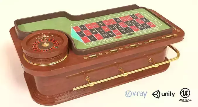Casino Roulette Game Table Low-poly 3D model