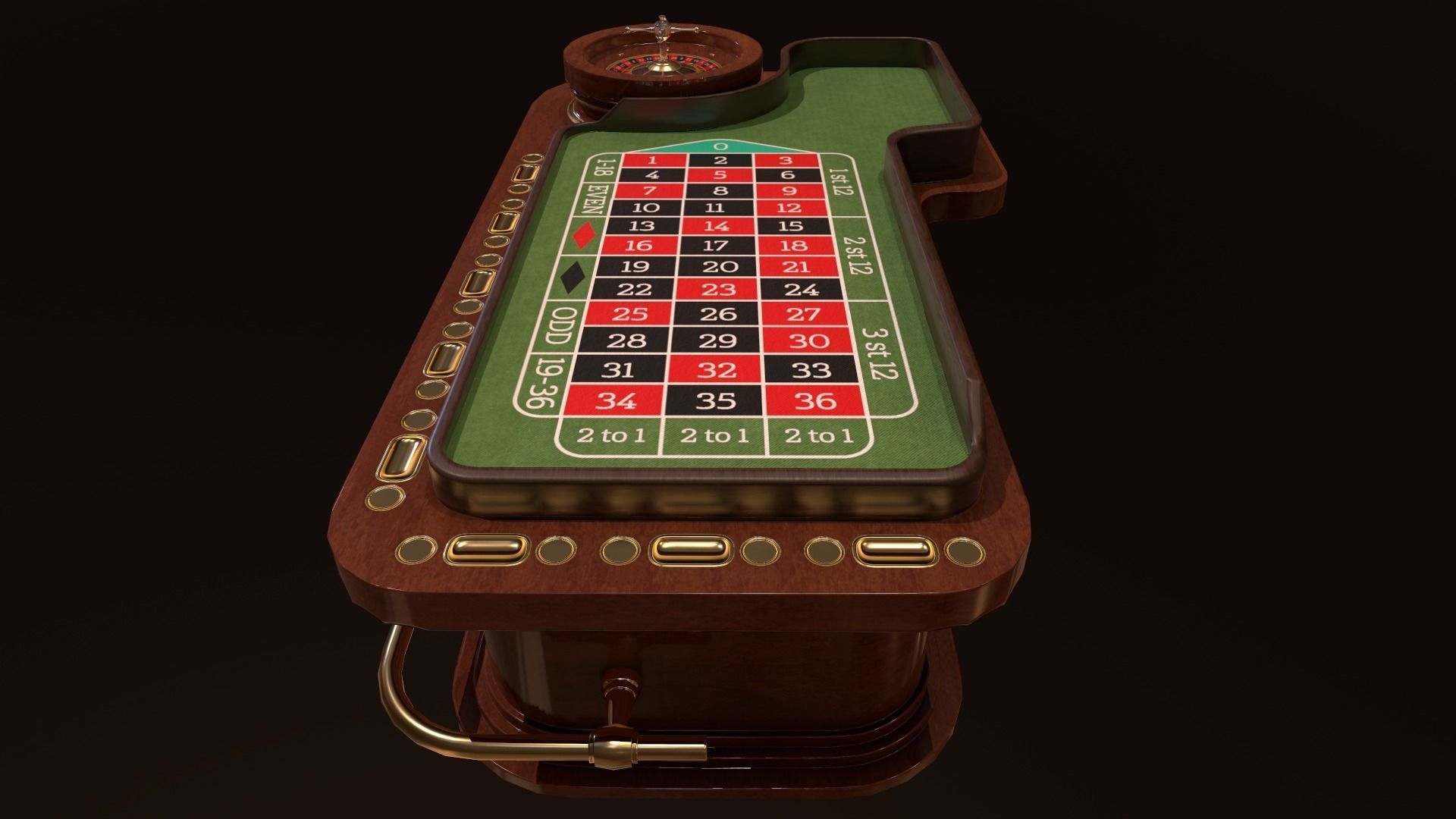 Casino Roulette Game Table Low-poly 3D model_6