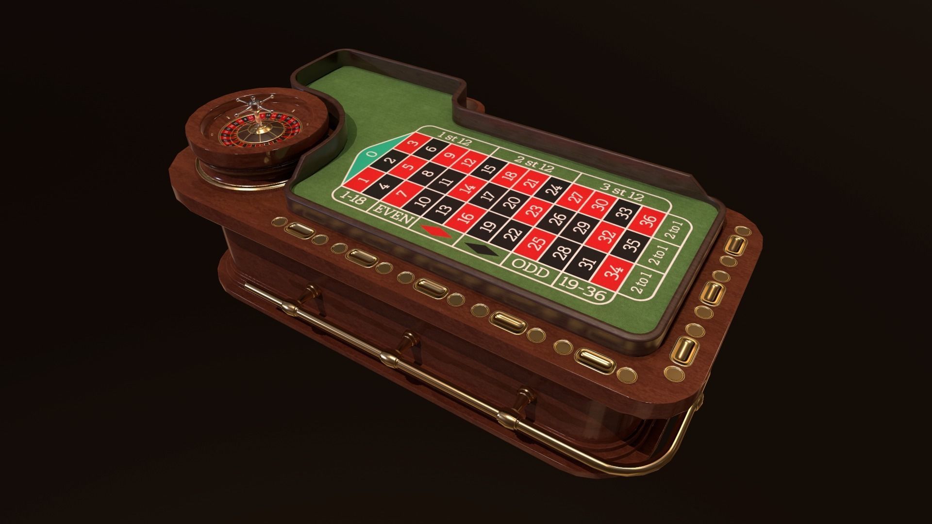 Casino Roulette Game Table Low-poly 3D model_2