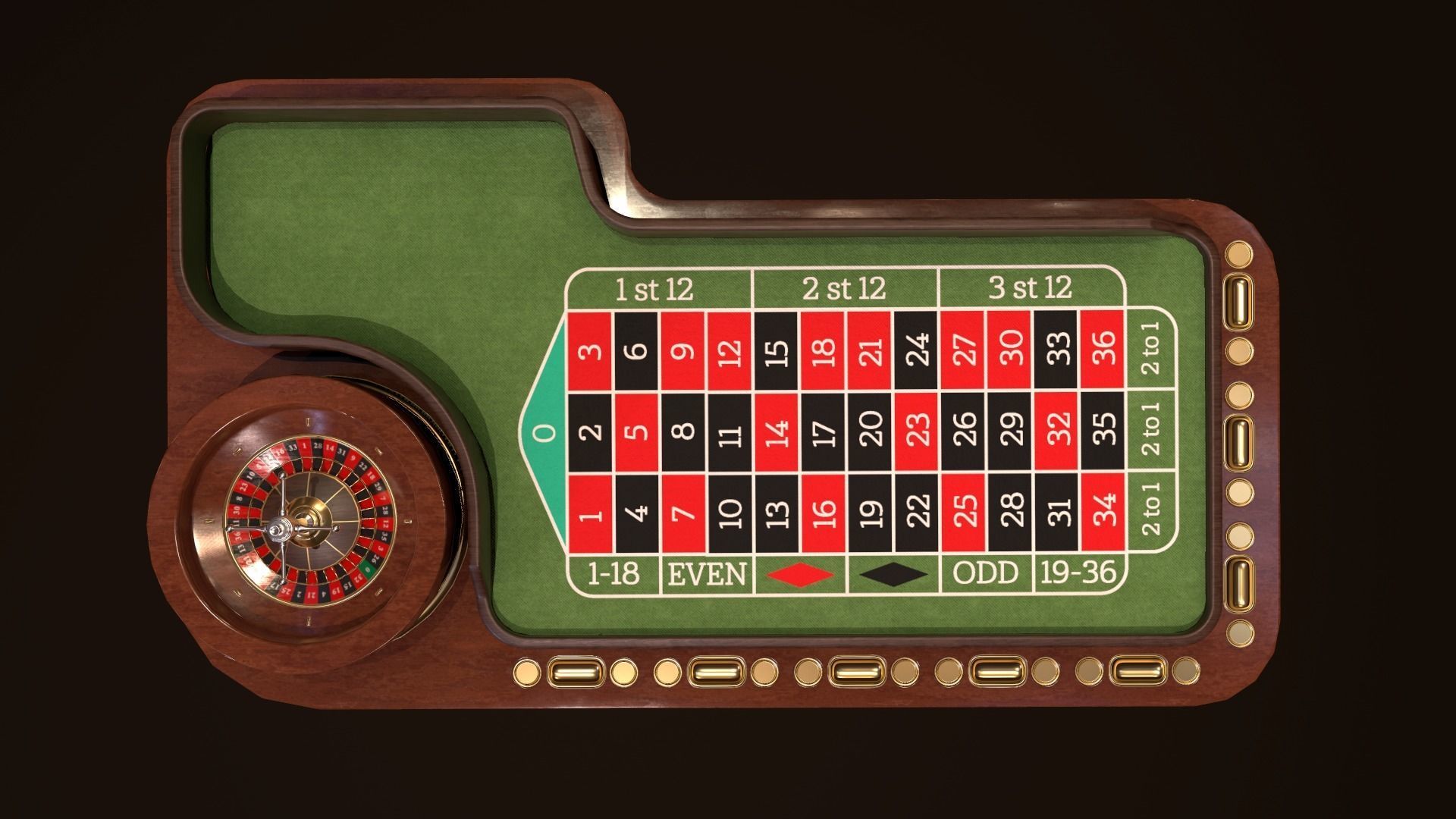 Casino Roulette Game Table Low-poly 3D model_8