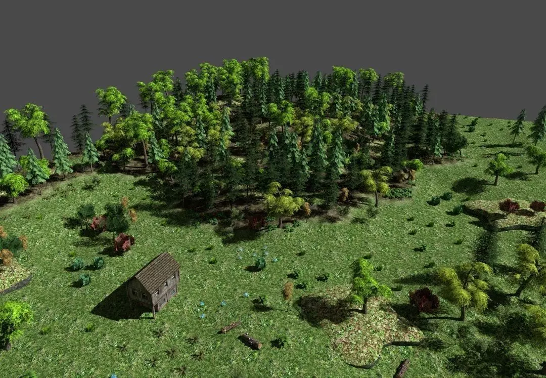 low poly forest landscape Low-poly 3D model_0