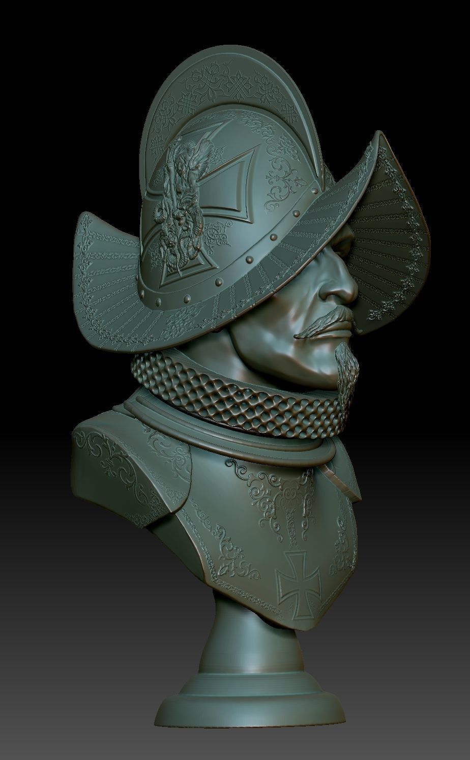 Conquistador samurai helmet 3D print model_3