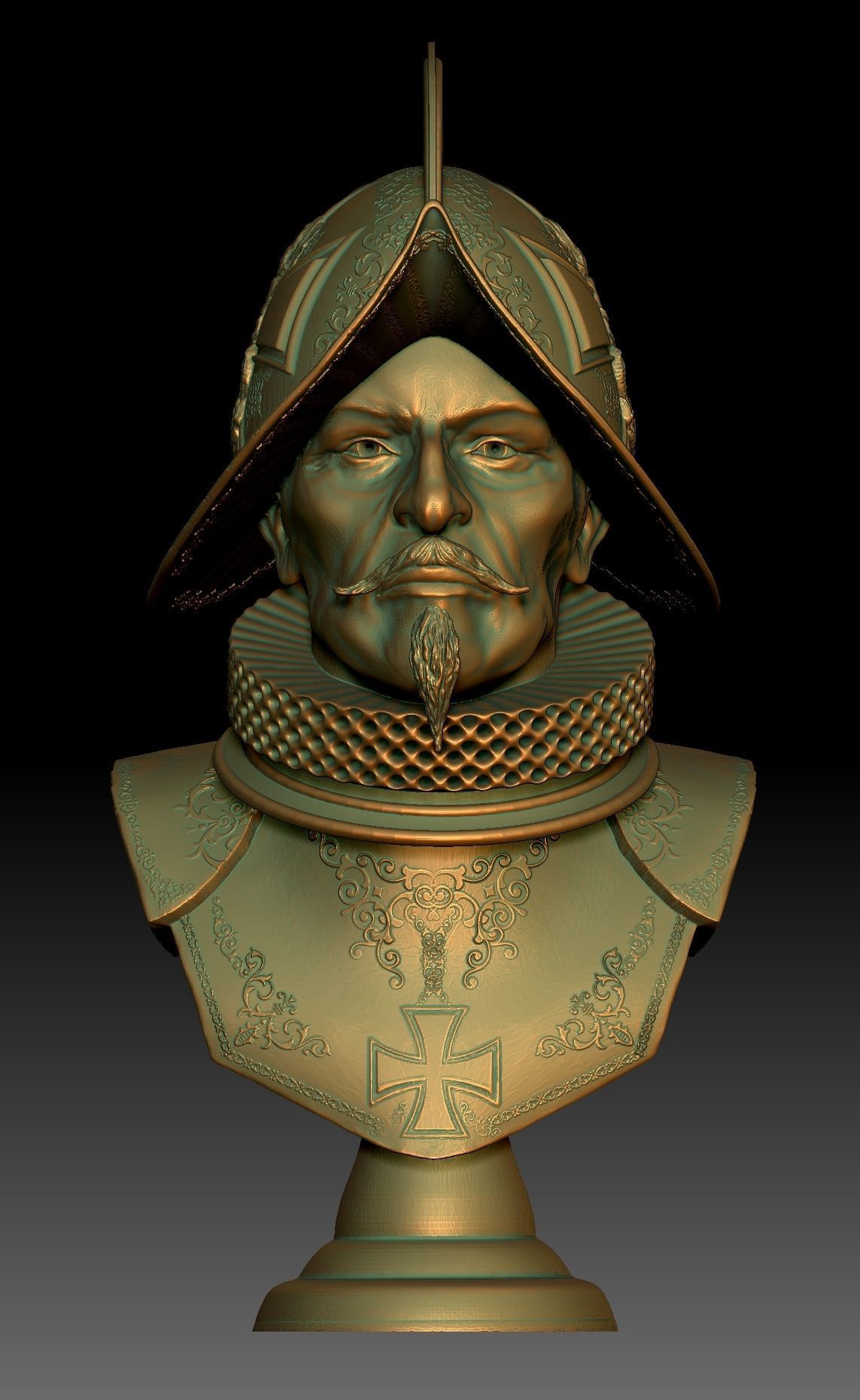 Conquistador samurai helmet 3D print model_15