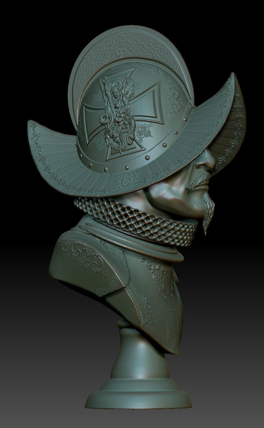 Conquistador samurai helmet 3D print model_4