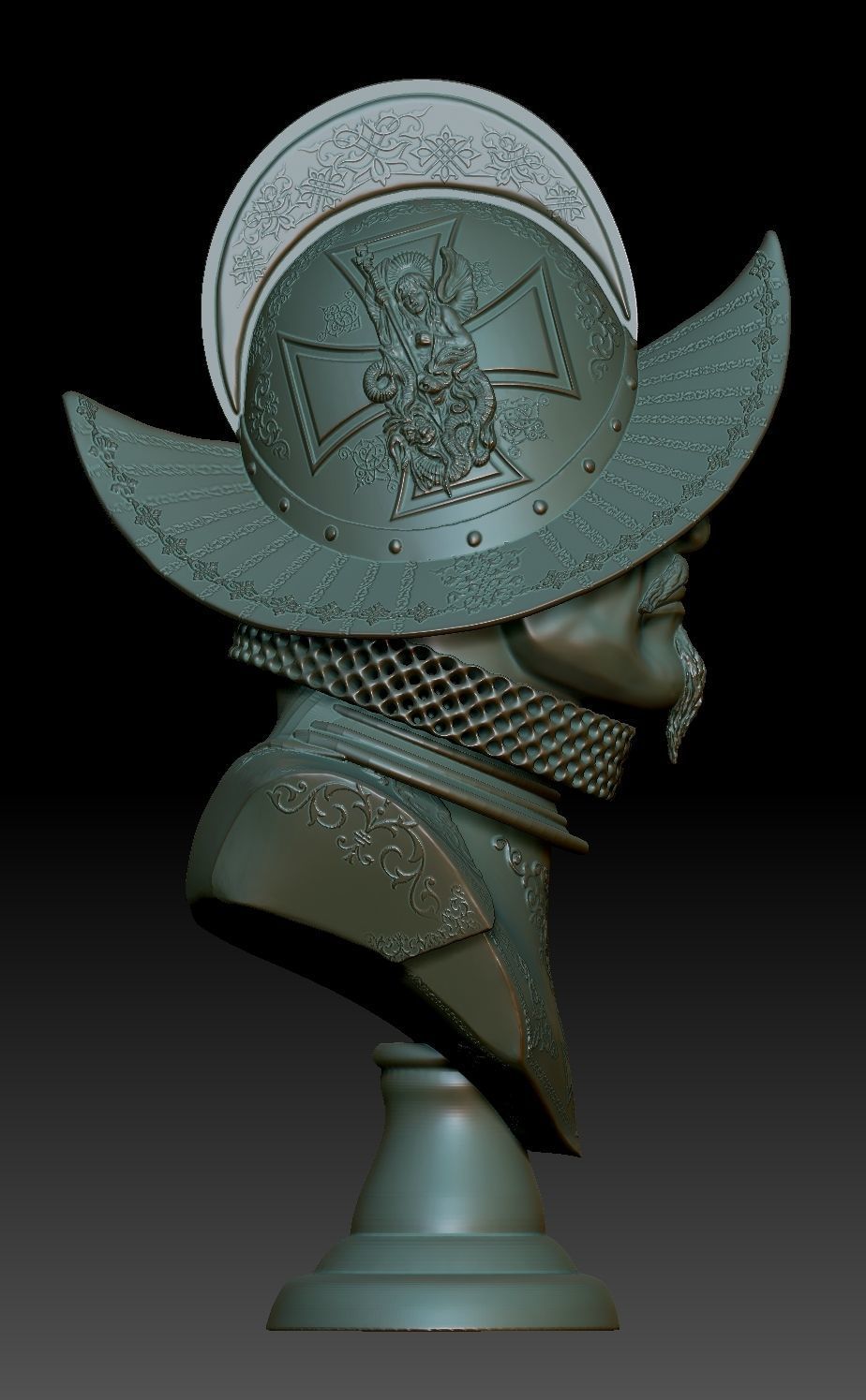Conquistador samurai helmet 3D print model_5