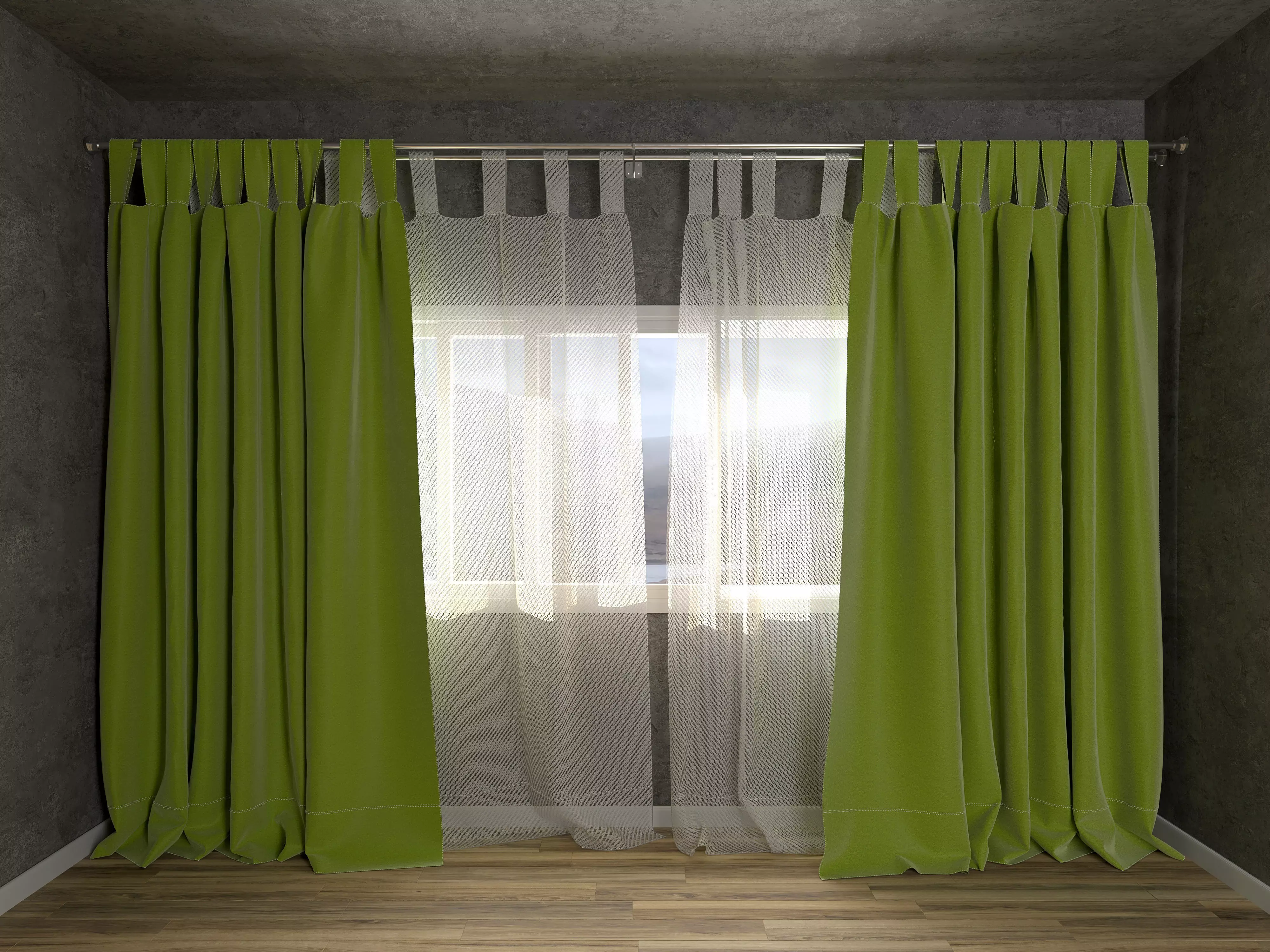 Curtain Room Set 3D model_0