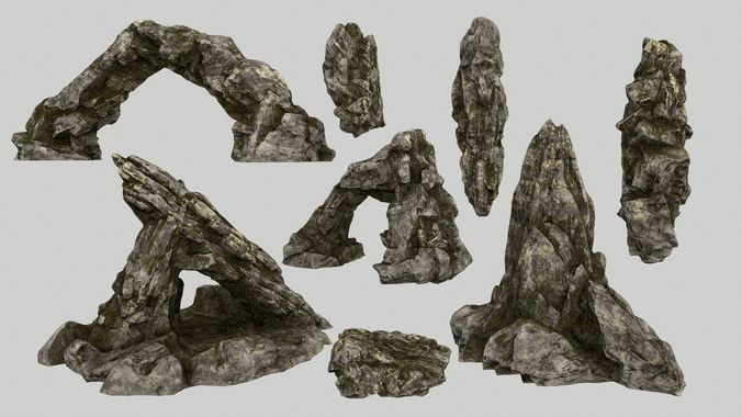 rocks rock formations Low-poly 3D model