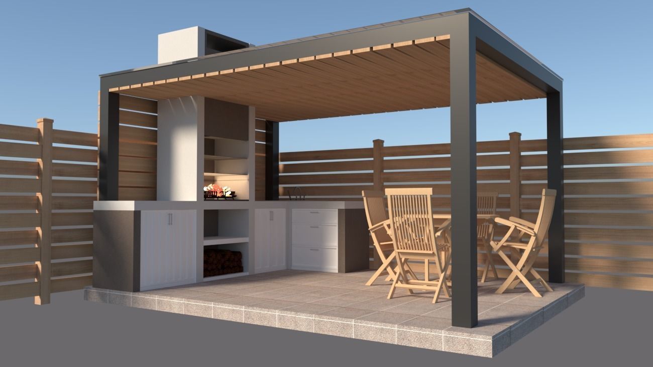 furniture outdoor kitchen barbecue 3D model Low-poly 3D model_8