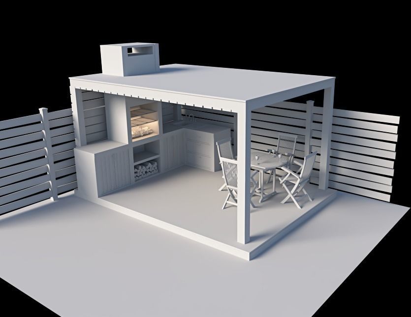 furniture outdoor kitchen barbecue 3D model Low-poly 3D model_6