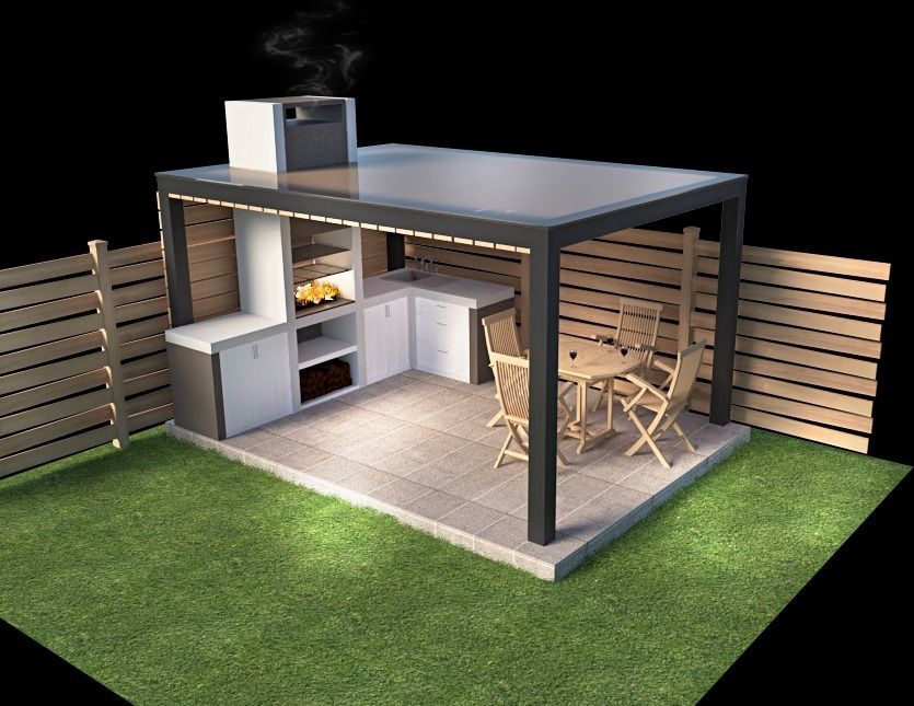 furniture outdoor kitchen barbecue 3D model Low-poly 3D model_7
